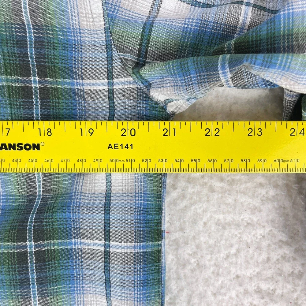 Ralph Lauren Green Blue Plaid Button-Down‎ Shirt Teen Boys Long Sleeve Size XL